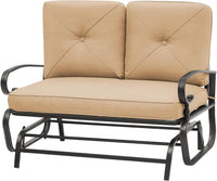 Thumbnail for Outdoor Patio Glider Chair, Rocking Glider Bench for 2 Person, Porch Furniture Loveseat Seating, Wrought Iron Patio Gliders for Outside, Porch, Garden(Brown)