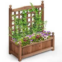 Thumbnail for Solid Wood Planter Box with Trellis Weather-Resistant Outdoor 25''X11''X30''