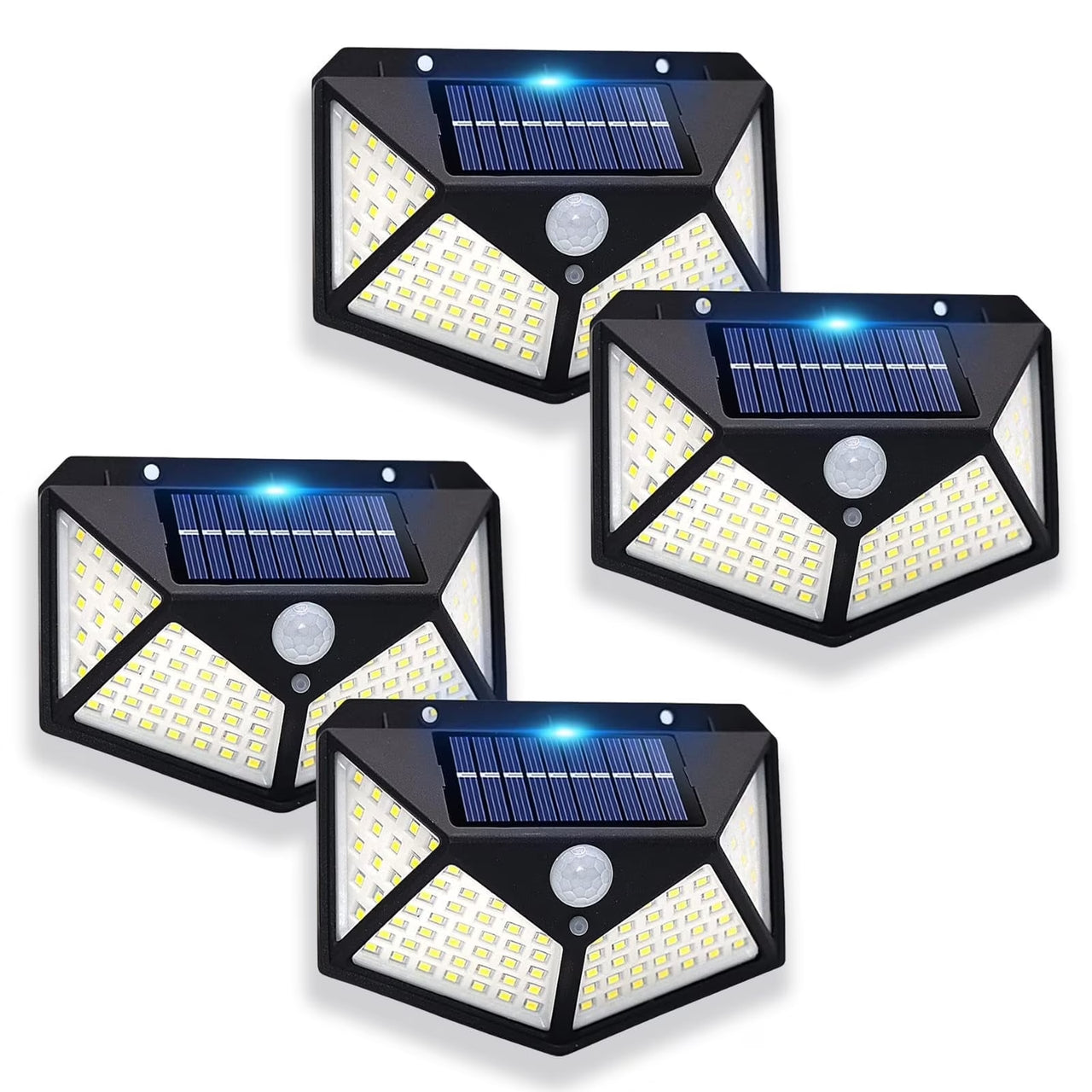 4 Pack Solar Lights Outdoor, 3 Modes/100Led Solar Security Lights Wireless IP65 Waterproof Solar Motion Lights Outdoor Solar Wall Lights Outdoor Lights for Front Door, Backyard, Garage, Deck…
