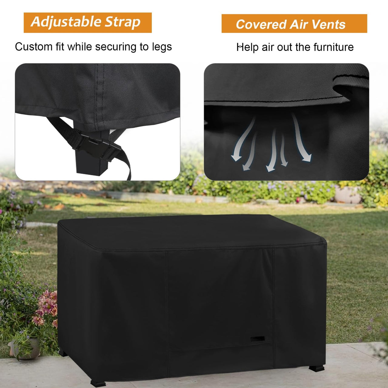 Patio Coffee Table Cover Rectangular Waterproof Outdoor Furniture Small Side ...