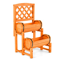 Thumbnail for 2-Tier Wooden Raised Garden Bed Container W/2 Cylindrical Planter Boxes & Trellis
