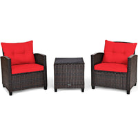 Thumbnail for 3 Pieces Rattan Patio Furniture Set With Washable Cushion