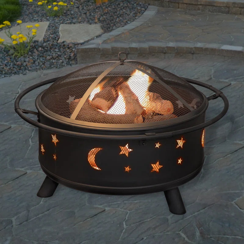 Outdoor Wood Burning Firepit with Screen