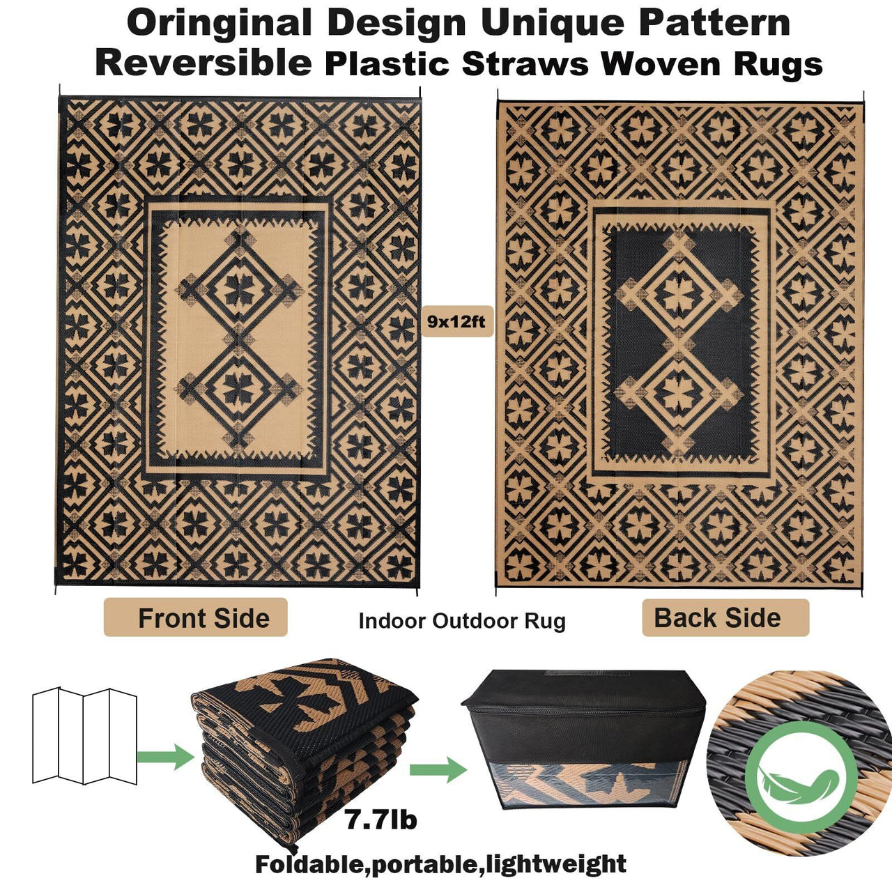 Rugs 9X12 for Patios Clearance Waterproof Patio Rug Outdoor Plastic