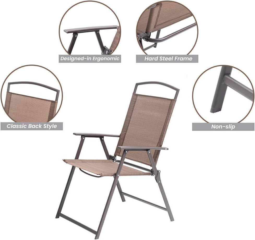 Patio Dining Set with 4 Folding Chairs and Table 5 Piece