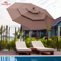 Thumbnail for 10 Ft Patio Umbrella 3 Tiers Adjustable Outdoor Market Umbrella with Crank for Beach Pool (Coffee)