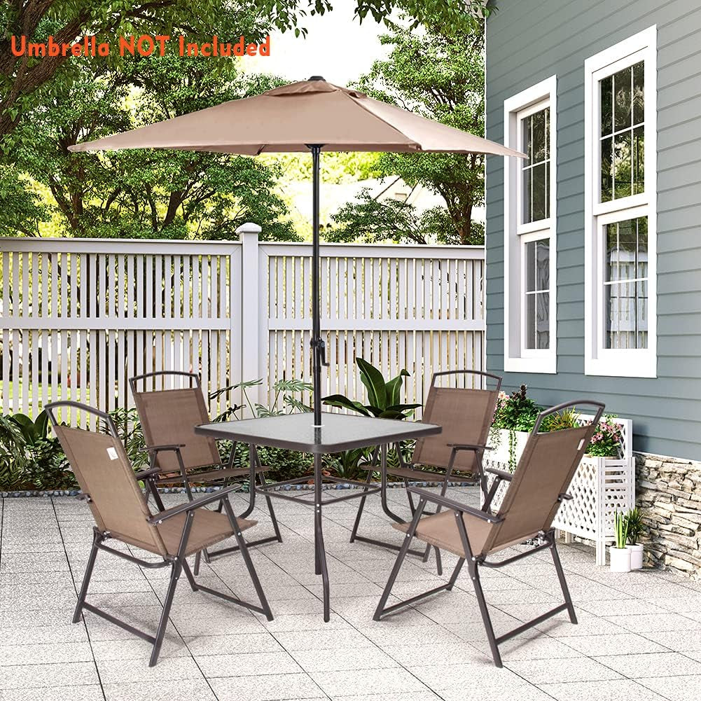 Patio Dining Set with 4 Folding Chairs and Table 5 Piece