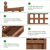 Thumbnail for Solid Wood Planter Box with Trellis Weather-Resistant Outdoor 25''X11''X30''