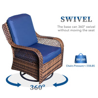 Thumbnail for Rattan Swivel Rocking Chairs 3 PC Patio Conversation Set, Outdoor Bistro Set Lawn Garden with 2 Cushioned Chairs & 1 Side Table