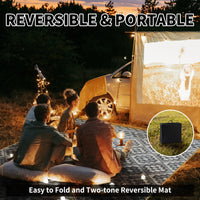 Thumbnail for Outdoor Rug with LED Strip Light 8'X10' Waterproof Reversible Patio Rug Modern Lightweight Plastic Straw Indoor Outdoor Rug for RV Camping Deck Balcony Porch Boho Patio Decor Light Gray