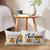 Thumbnail for 2Pack Autumn Fall Throw Pillow Covers with Autumn Saying/Maple Leaves Farmhouse Decorative Rectangular/Lumbar Pillow Case 12×20 Autumn Sign Cushion Cover for Sofa/Couch/Porch