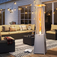 Thumbnail for 87'' Tall Pyramid Patio Heater with Wheels, Glass Tube Flame Heating 48000 BTU & Dust Cover