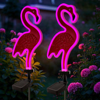 Thumbnail for Solar Flamingo Pink Neon Light - 2Pack 42 Inch Metal Garden Stake Lights, Flamingo Gifts for Women Path Lighting for Yard Lawn Patio Walkway Decor