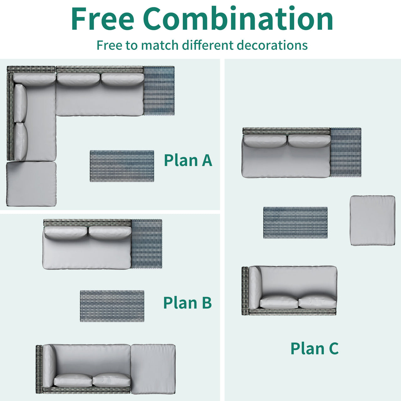 Patio Furniture Sets Outdoor Sofa W/ Table 4-Pieces